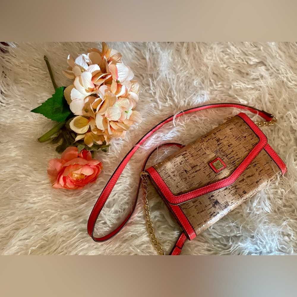 Anne Klein Coral, Beige, and Gold Purse